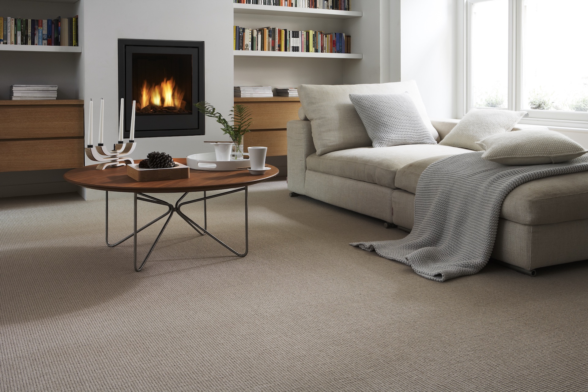 A beautiful lounge showcasing a Jacaranda carpet