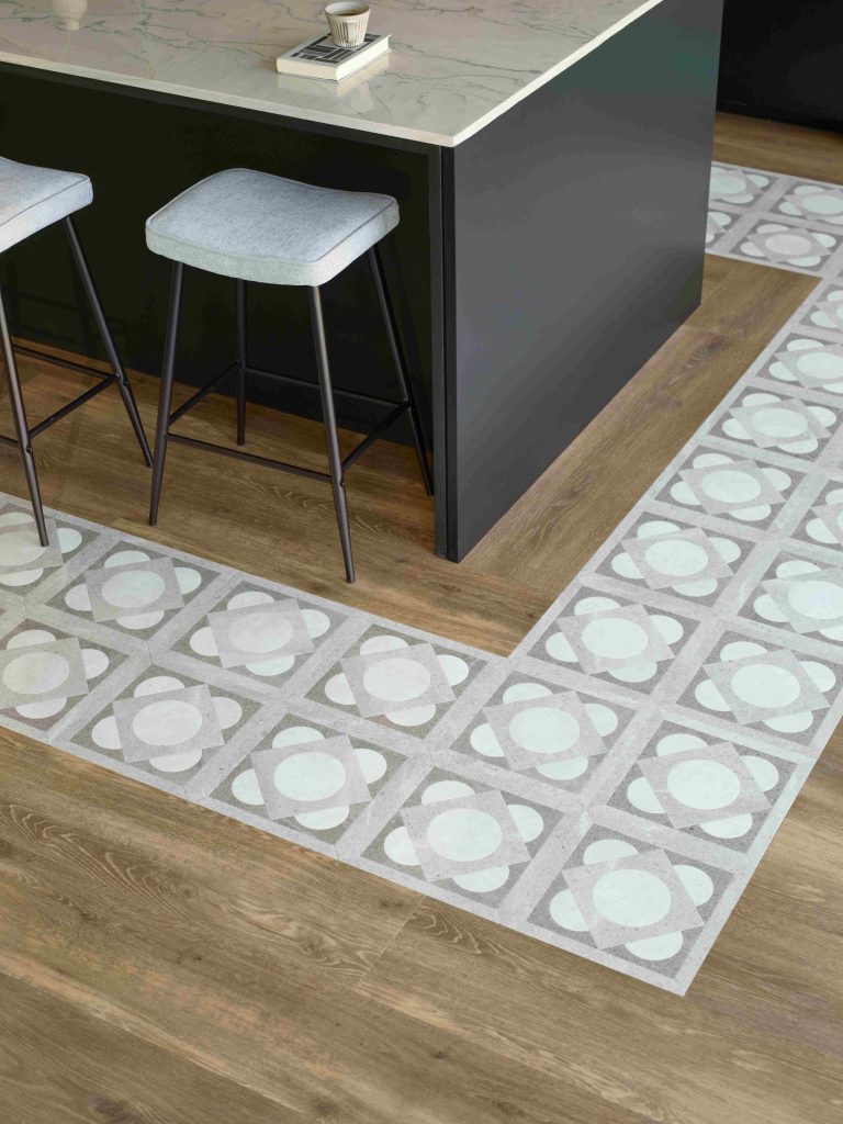 Amtico inset design on a kitchen floor