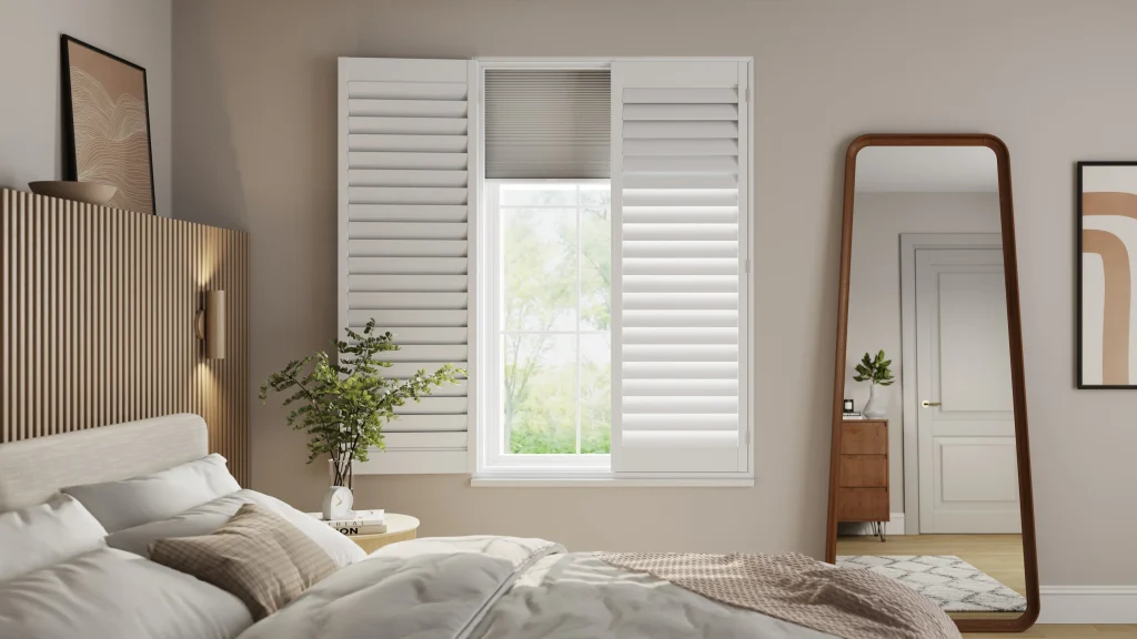 Bedroom shutters with integrated blinds