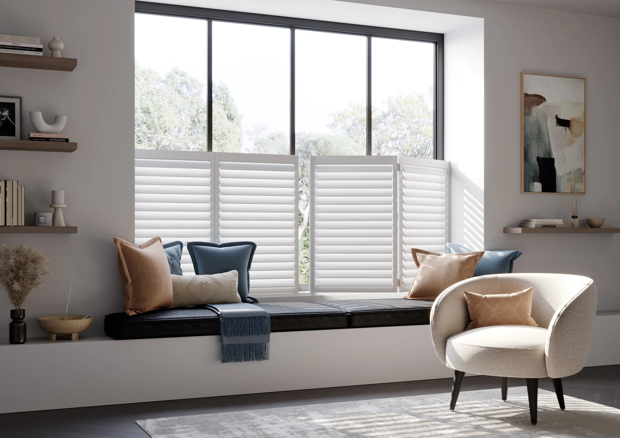 Window seat shutters