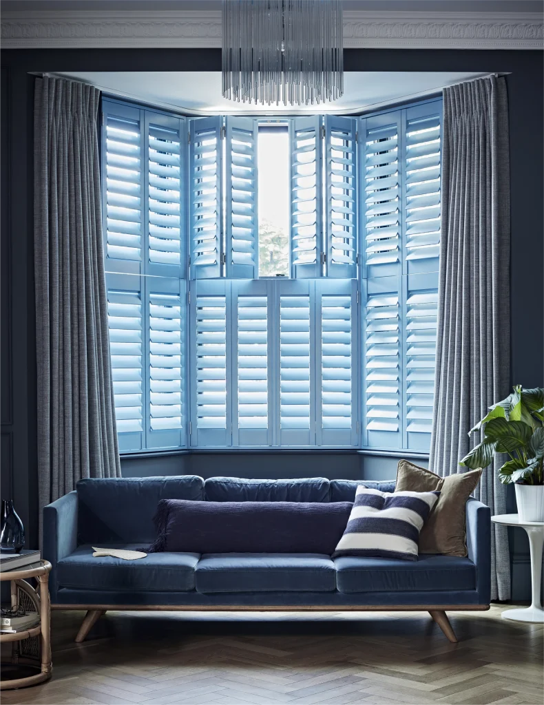 Full height bay window shutters
